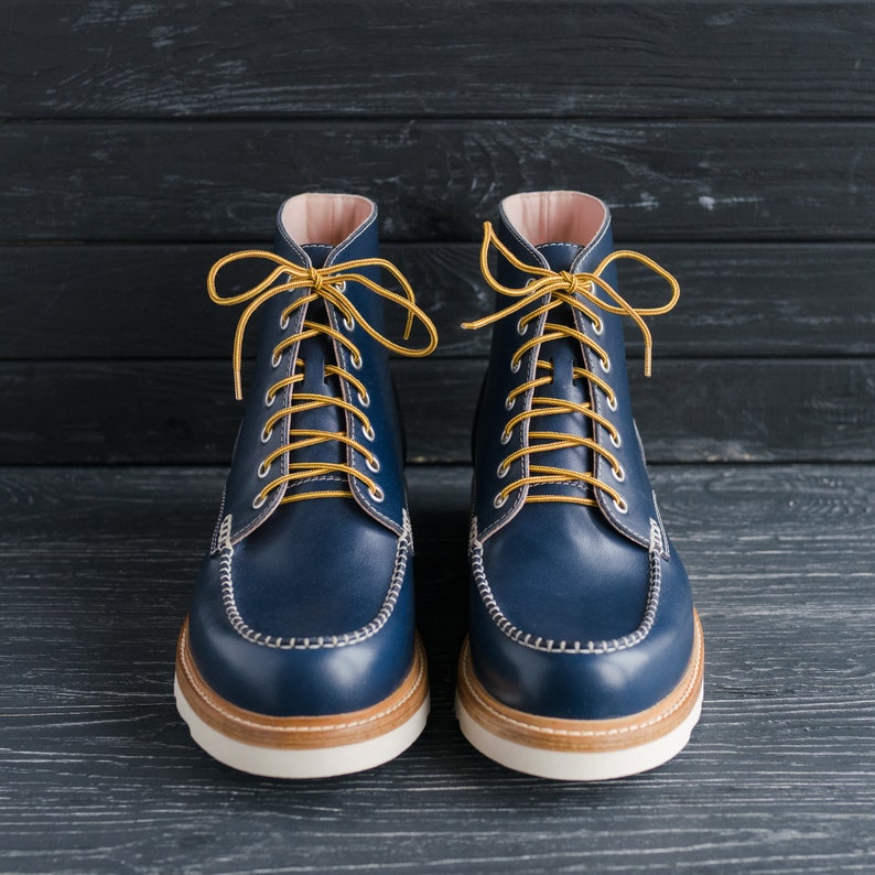 Classic Moc Toe Indigo Blue Custom Made Leather Boots - #samuraimoctoe ...
