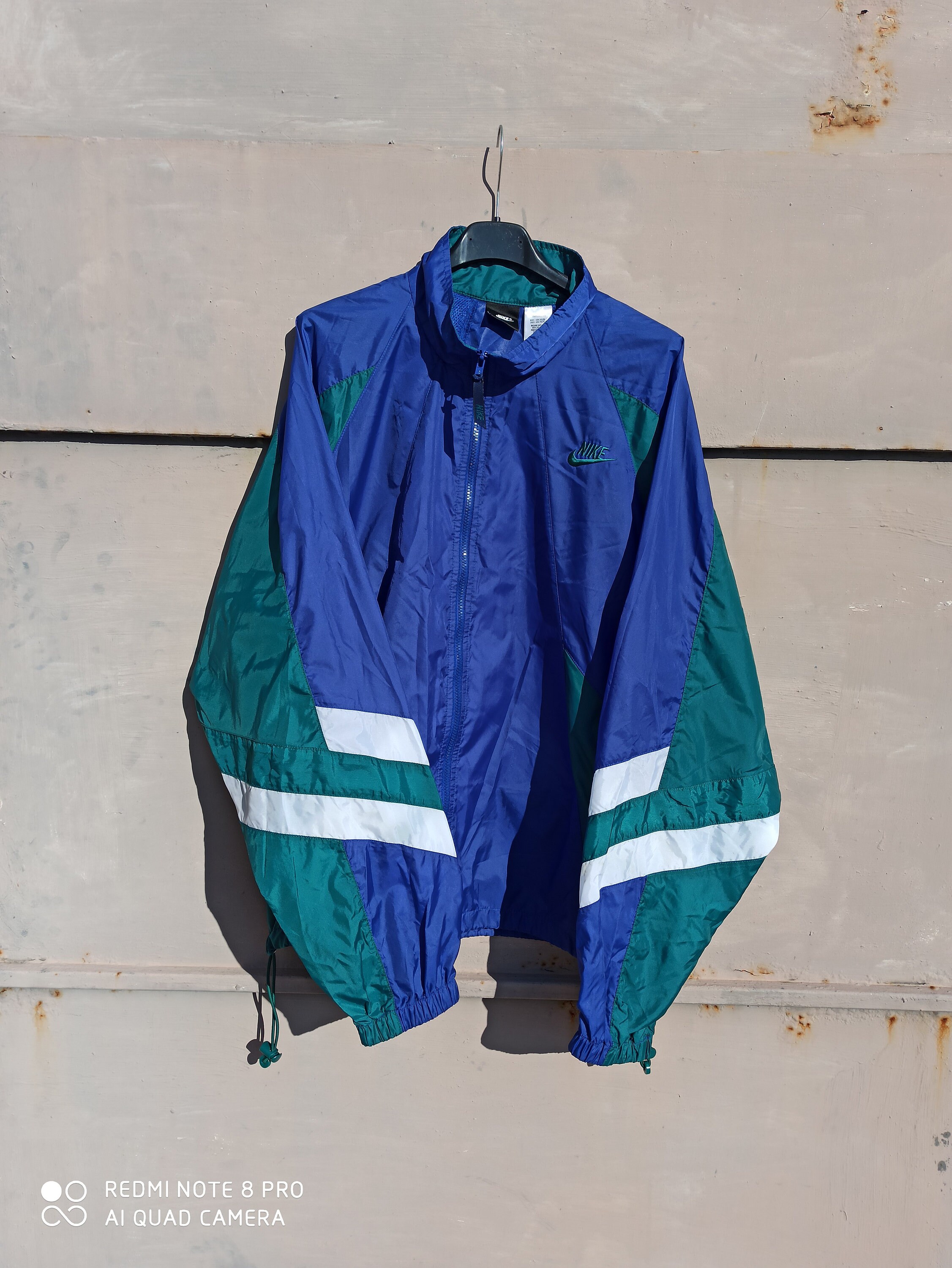 NIKE 90s Vintage Running Track Top Blue and Green Satin Nylon | Etsy