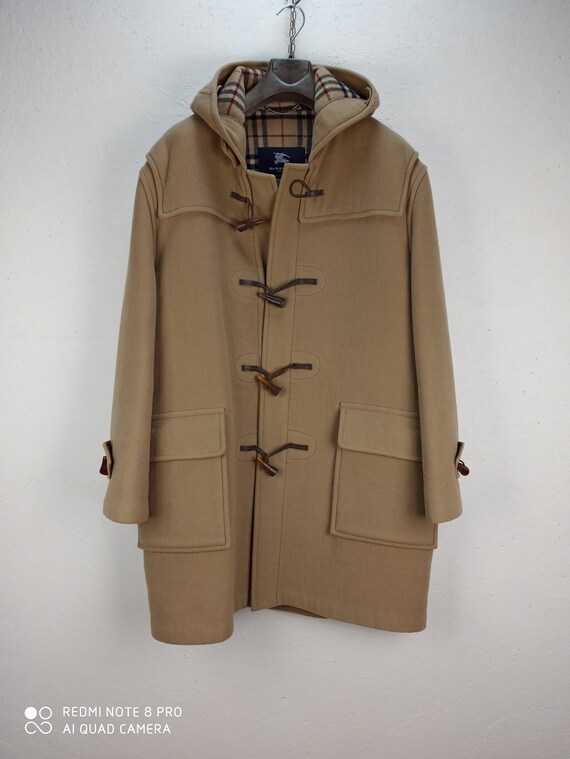 90's Vintage BURBERRY MONTGOMERY, Beige Wool Duffl