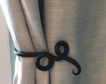 Hand Forged Curtain Tie Backs-Pair.