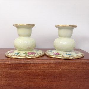 Vintage pair of Hand-painted Candle Holders signed Durant 1965.