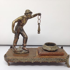Antique Metal /Bronze/Brass Coal Miner/Gold Miner Sculpture.