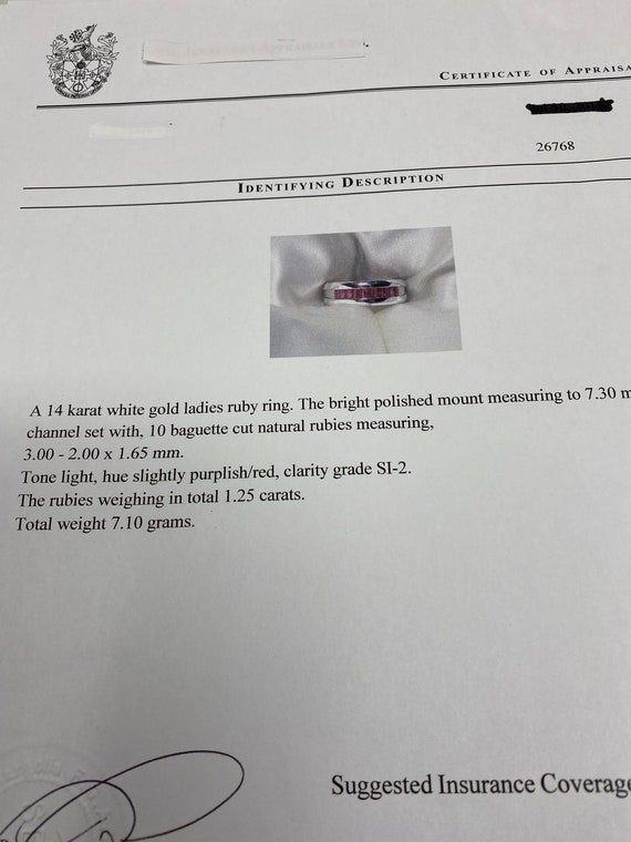 14Kt White Gold Natural Ruby Ring with a Professi… - image 7