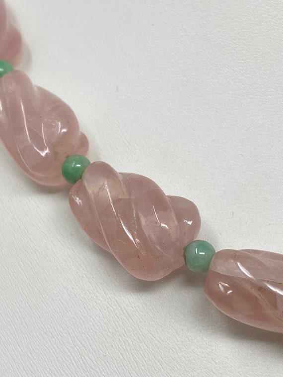 Antique Rose Quartz and Jade Necklace. - image 6