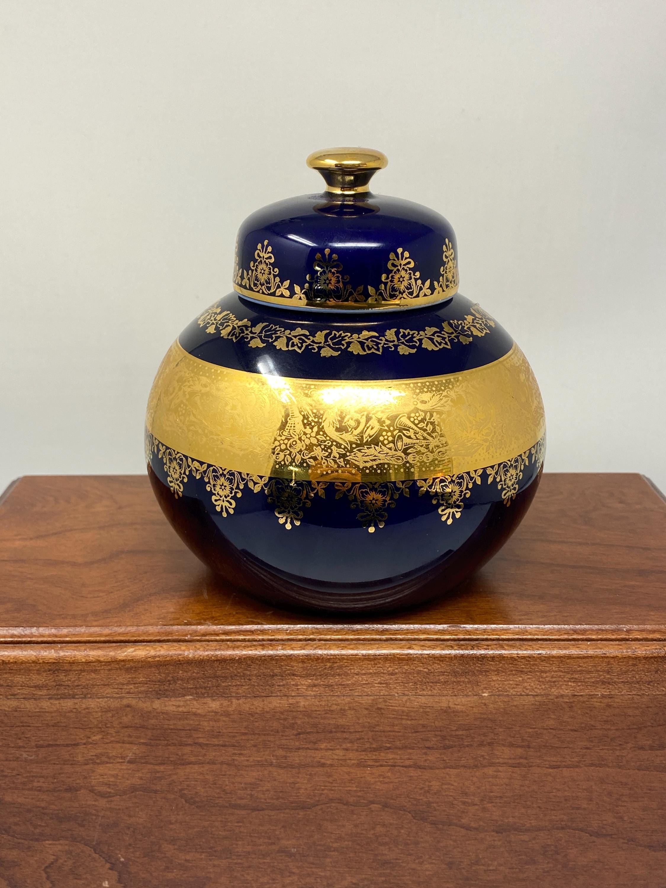 Limoges La Reine Cobalt Blue and Gold Lidded Ginger Jar. - Etsy