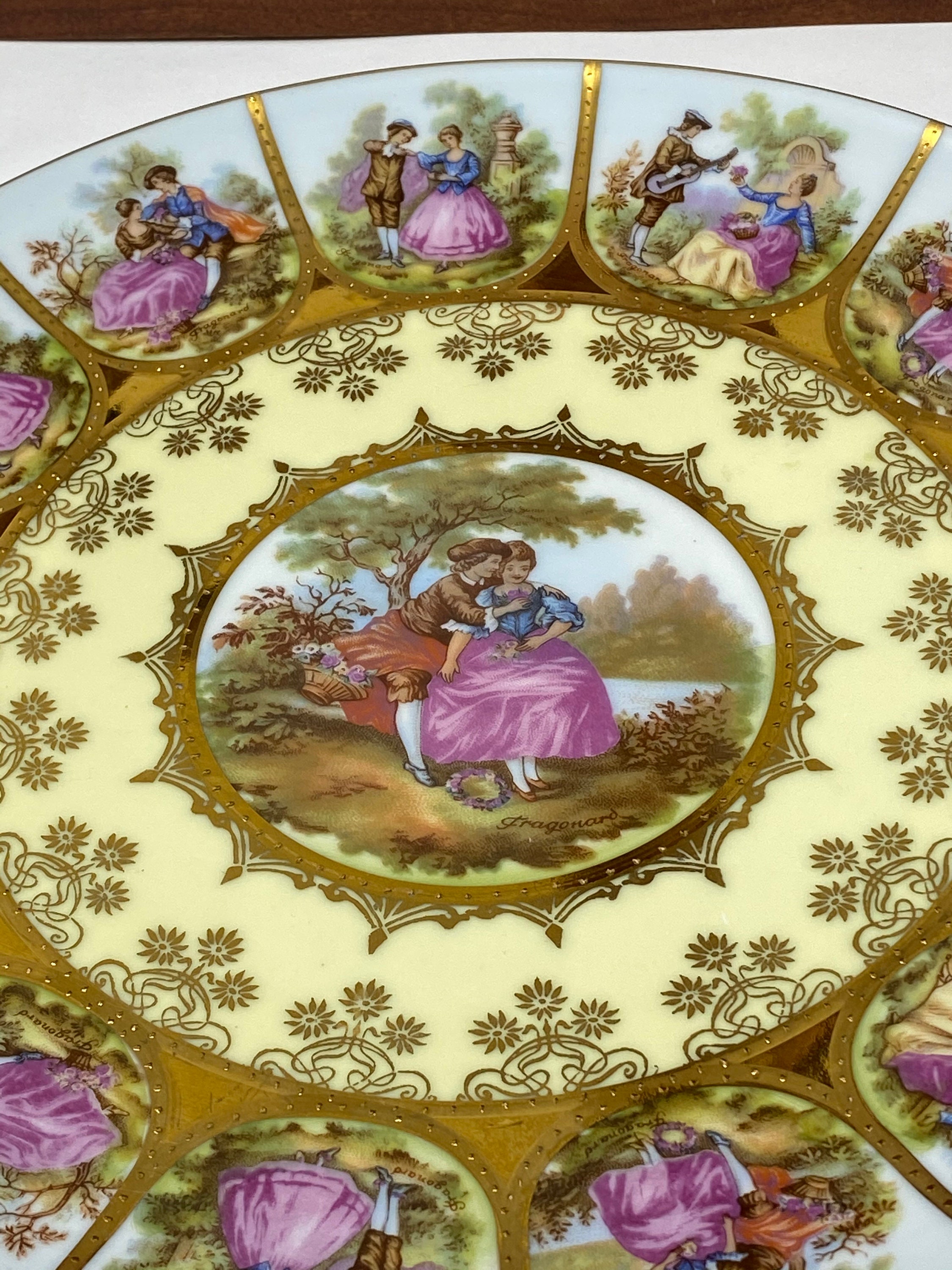 Signed Fragonard Handpainted Love Story Plate Made in Western
