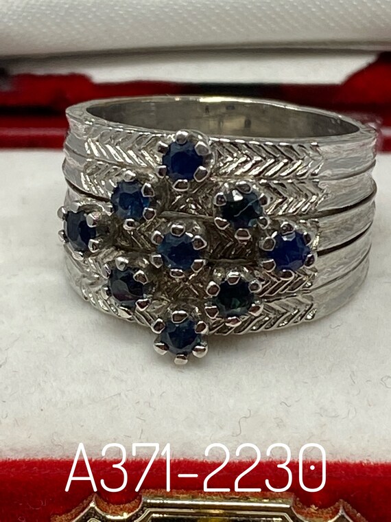 Vintage 14Kt White Gold Sapphire Ring with a Prof… - image 10