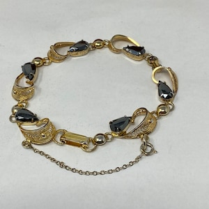 Vintage Italy  Stamped SORRENTO STERLING Hematite  or Alaska Black Diamond Bracelet.