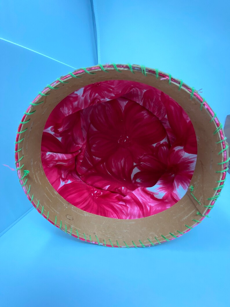 Vintage Hand made Bark Round Basket with Handled Lid.