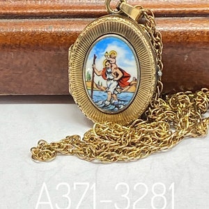 Antique Vintage Enamel Painted Saint Christopher Carrying Jesus Rolled ...