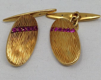 AntiqueTested  18Kt Ruby Cufflinks.