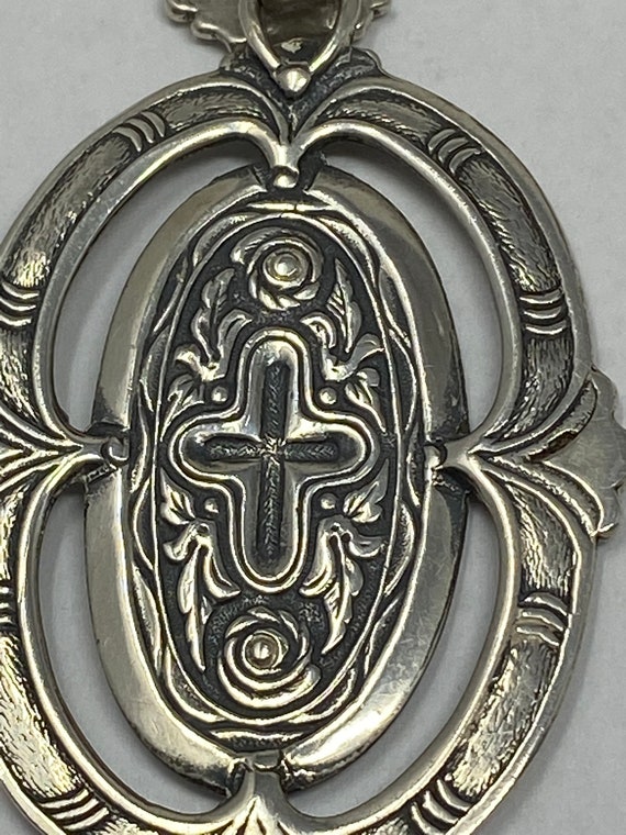 Antique Sterling Reversible Cross and Madonna wit… - image 9