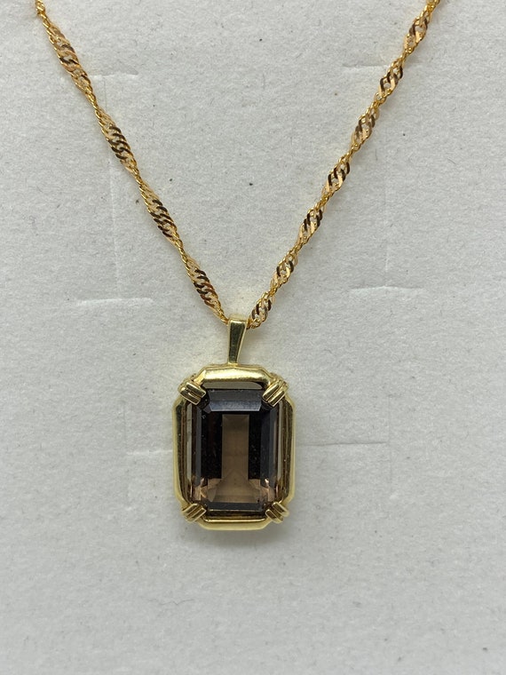 Estate 14Kt Yellow Gold and Topaz Pendant on 18Kt