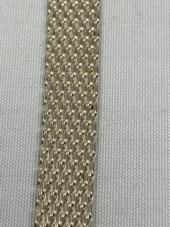 Sterling Italy Belt Design Mesh Bracelet with Red… - image 5