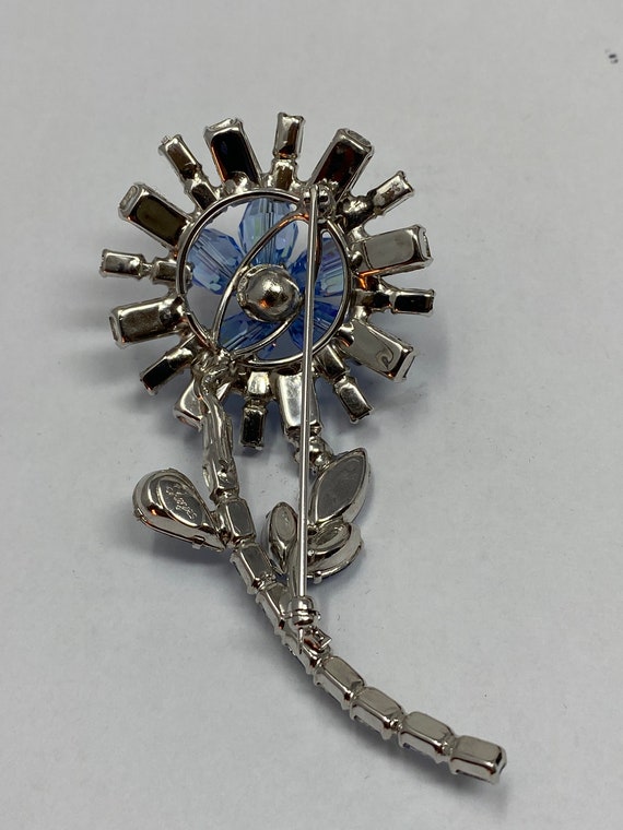 Rare Signed Keyes Blue Flowered Brooch. - image 4
