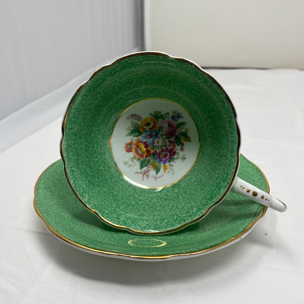 Artist Signed Coalport Teacup and Saucer