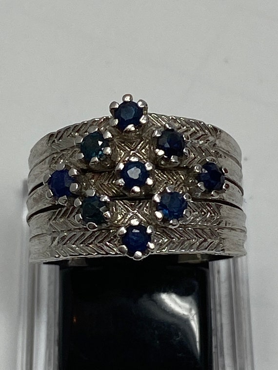 Vintage 14Kt White Gold Sapphire Ring with a Prof… - image 7