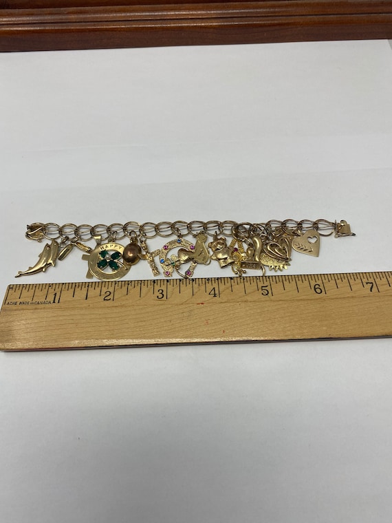 Vintage Estate Gold Charm Bracelet with Sixteen V… - image 6