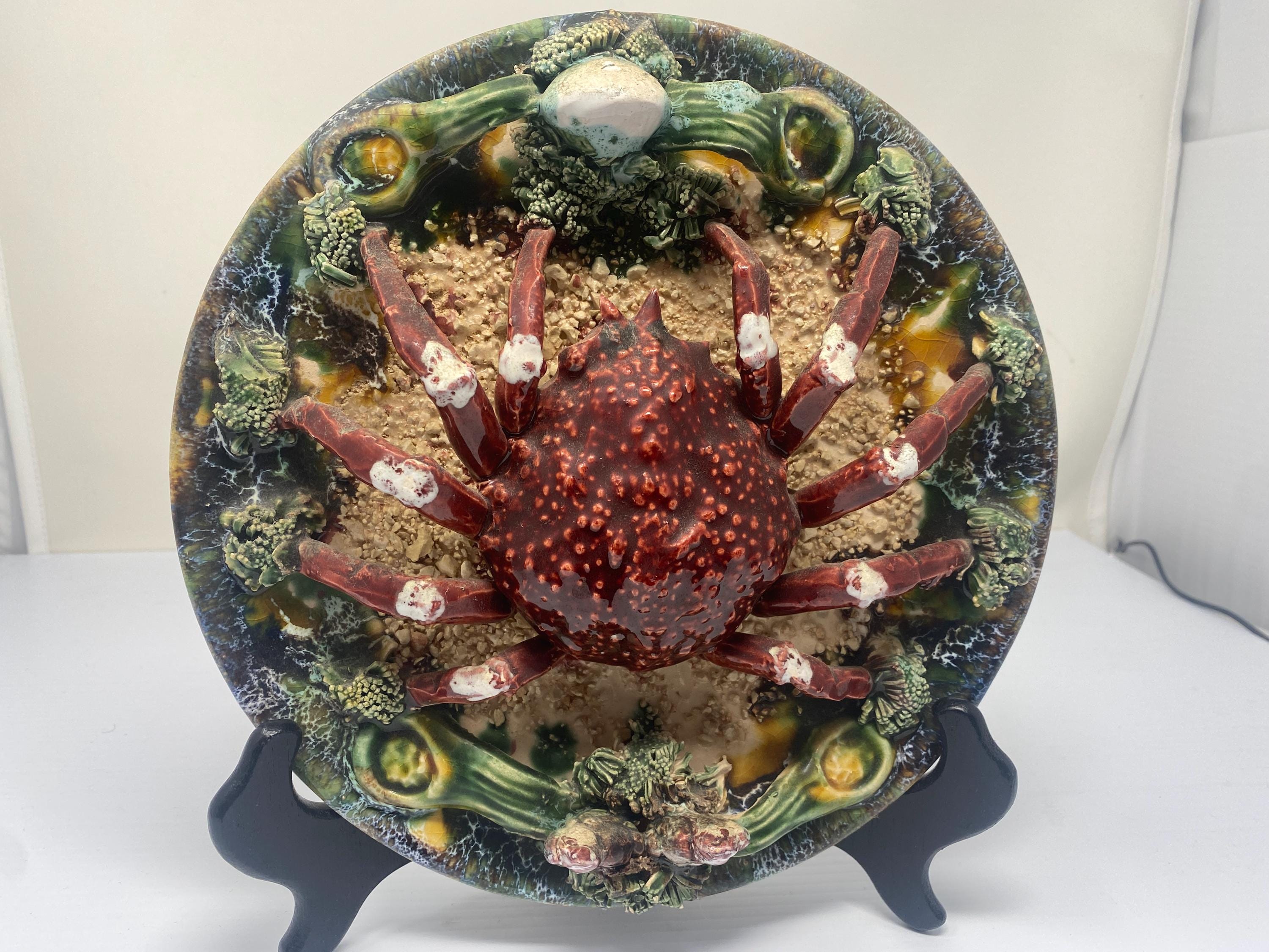 マルコリン・アート・クリスタル 貝殻 M177 Vintage Majolica Spider Crab Wall Plate. - Etsy