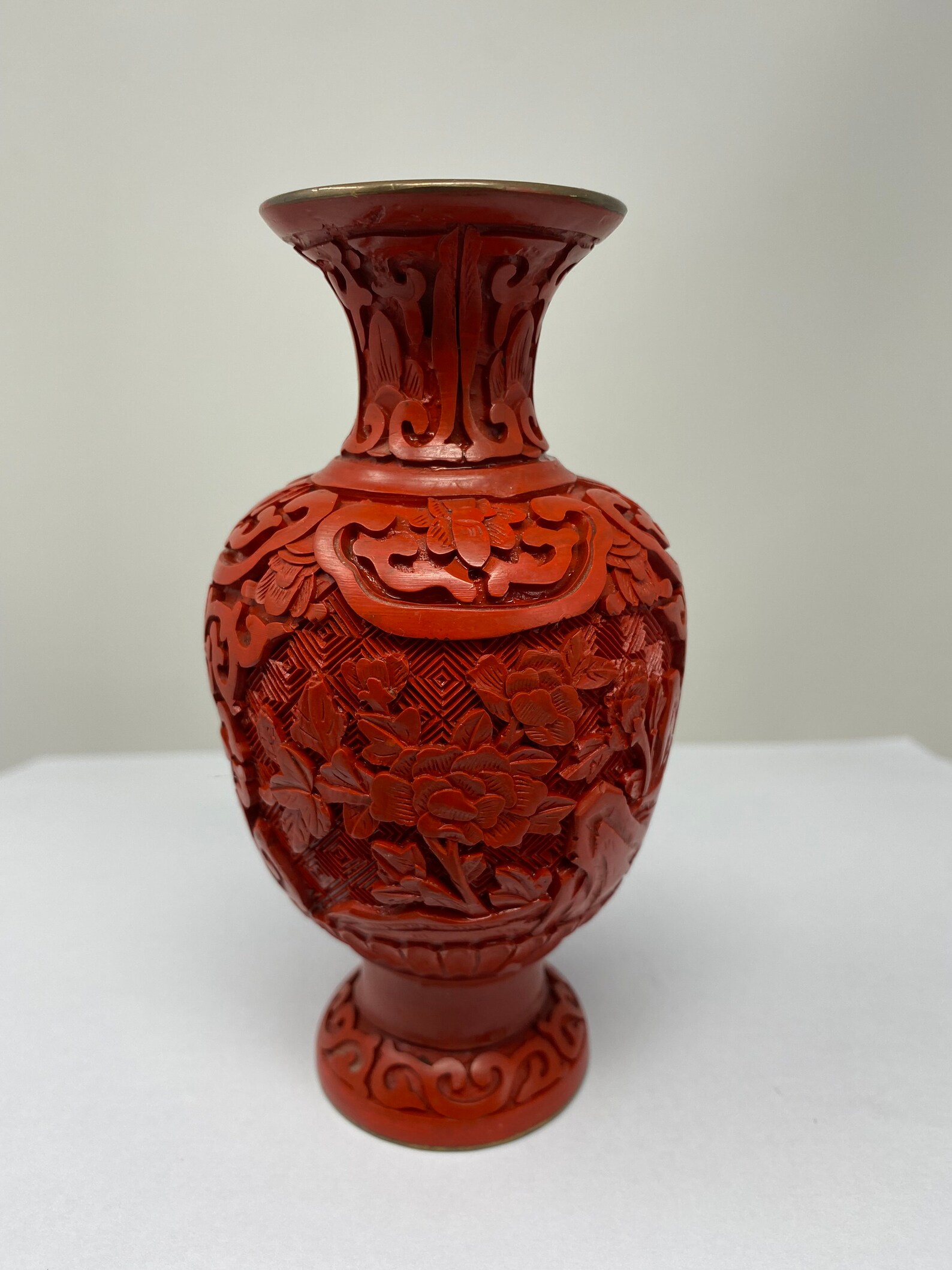 Vintage Cinnabar Blue Enamel Brass Vase. Etsy