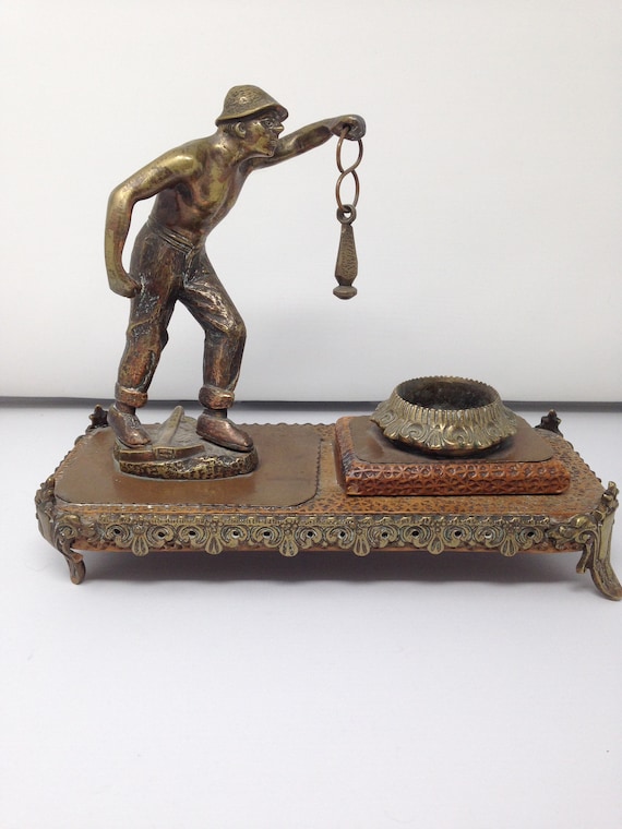 アンティーク メタル/ブロンズ/真鍮の炭鉱夫/金鉱夫の彫刻。 - Etsy 日本