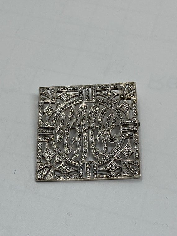 Vintage Sterling and Marcasite  Initial Brooch.