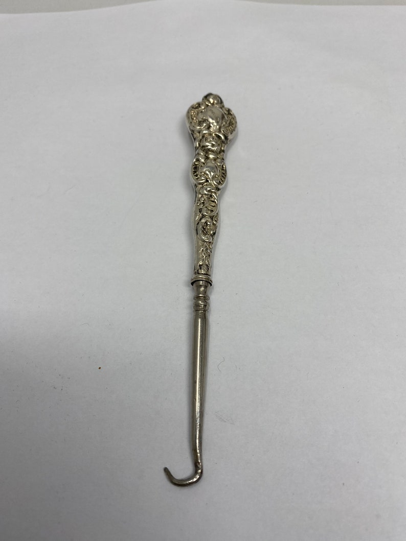 Antique Vintage Button Hook With Sterling Handle Etsy