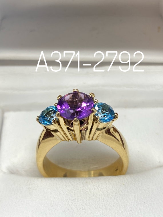 Vintage 18Kt Yellow Gold Amethyst and Topaz Ring … - image 10