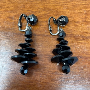 Unsigned  Black Japanned Setting  Earrings.