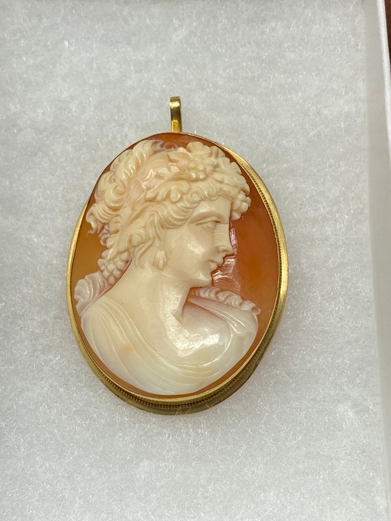 Vintage Stamped 750 (18Kt) Yellow Gold Cameo Pend… - image 1