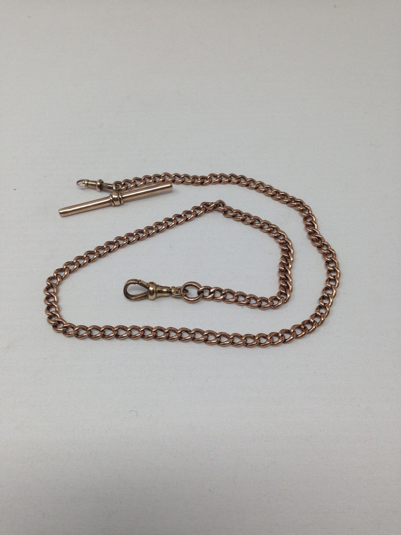 Antique 9kt Rose Gold Curb Link Pocket Watch Chain With a Etsy