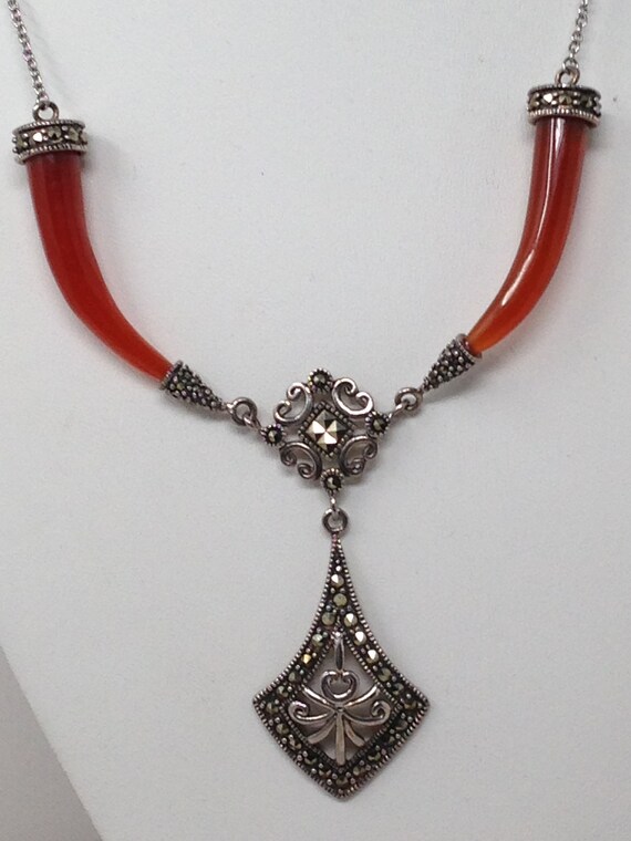 Vintage Estate Sterling Silver and Cornelian and … - image 5