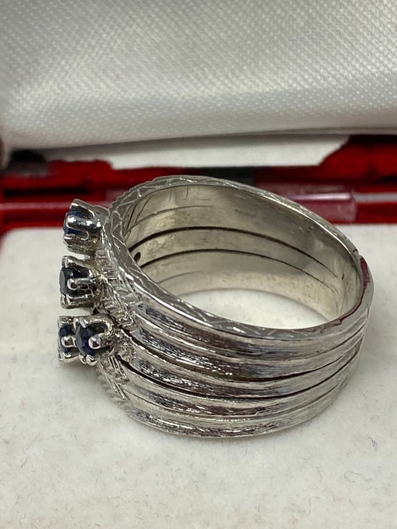 Vintage 14Kt White Gold Sapphire Ring with a Prof… - image 4