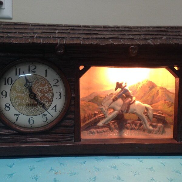Vintage Haddon "The Ranch'O" Working Rocking Bronco Clock
