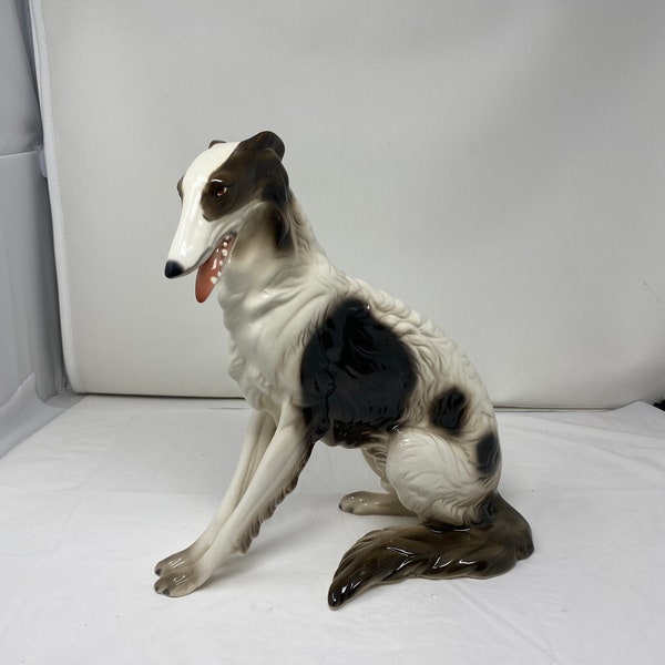 Large CUERNAVACA Seated Borzoi Russian Wolfhound Ceramic Dog Mexico.