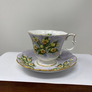 Royal Albert Pretty  ADELPHI Lavender and Yellow Teacup and Saucer.