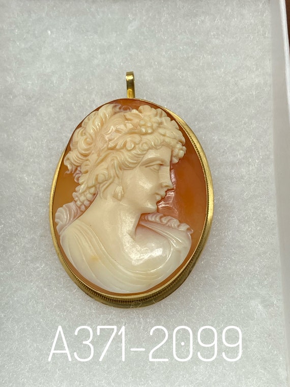 Vintage Stamped 750 (18Kt) Yellow Gold Cameo Pend… - image 7