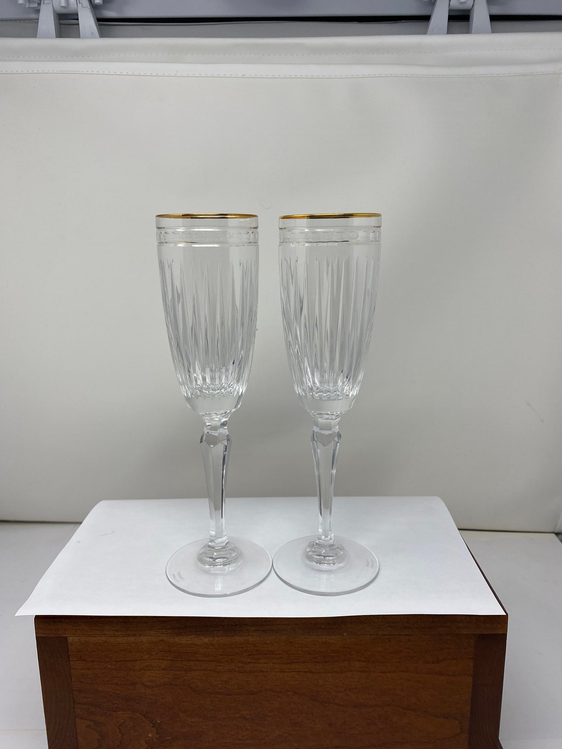 2 Waterford Crystal Marquis Hanover Gold Champagne Flutes Etsy