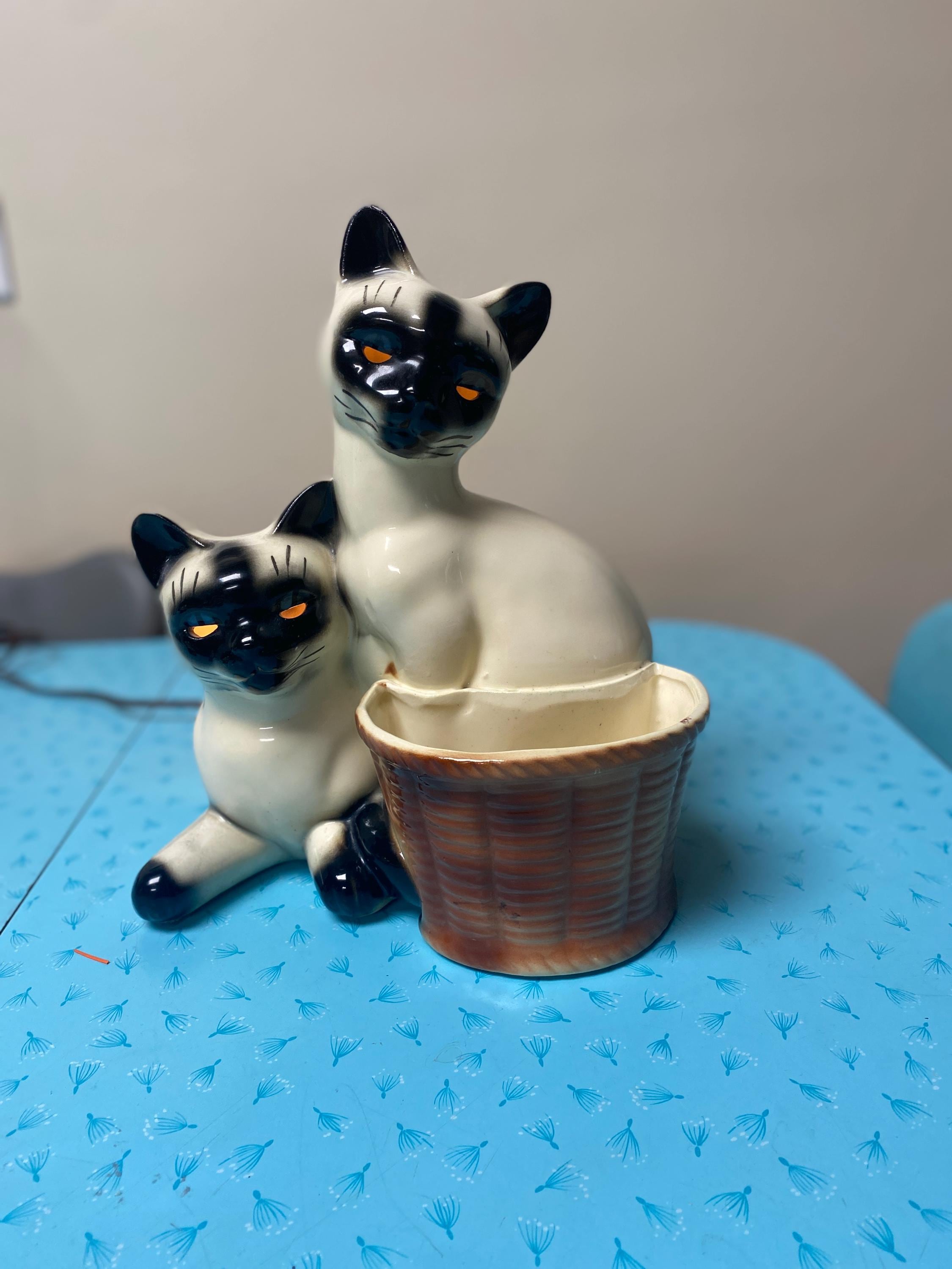 Vintage Mid Century Siamese Cat Working TV Lamp With Planter. - Etsy