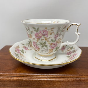 Royal Albert  Pink Brocade Teacup and Saucer