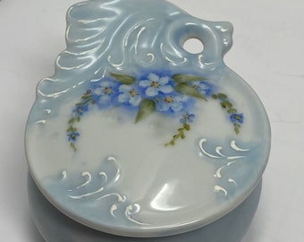 Antique Porcelain Artist Signed Hand Painted Trinket Dish Signed  Hand Painted by Pat Swenson.