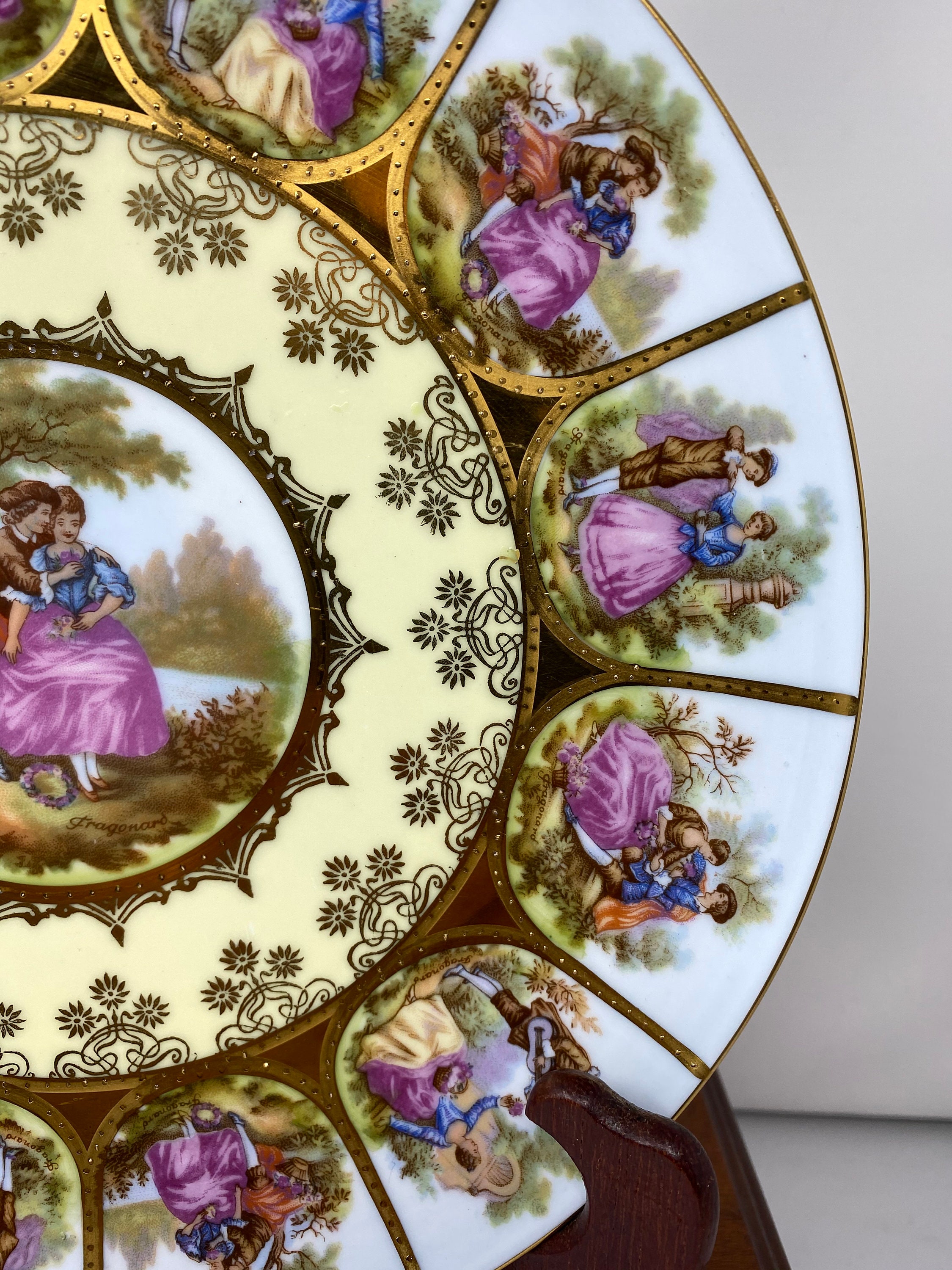 Signed Fragonard Handpainted Love Story Plate Made in Western