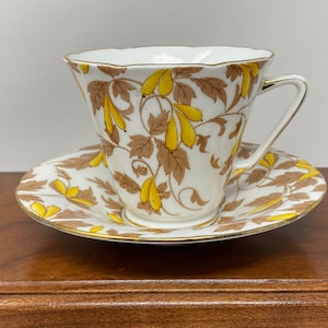 Grafton China ASHLEY Pattern Teacup and Saucer.  c. 1935 - 1949 .