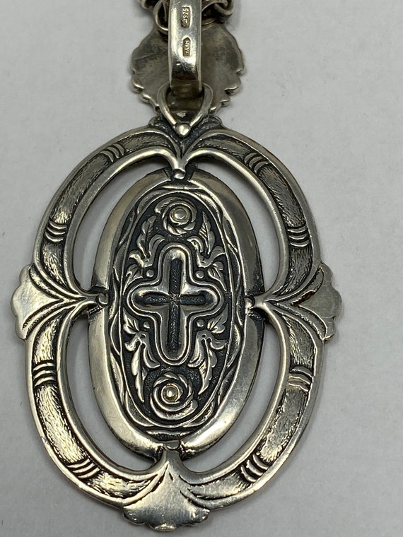 Antique Sterling Reversible Cross and Madonna wit… - image 3