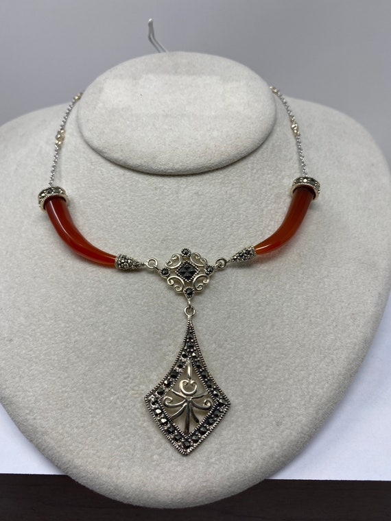 Vintage Estate Sterling Silver and Cornelian and … - image 9