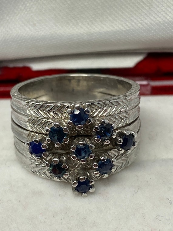 Vintage 14Kt White Gold Sapphire Ring with a Prof… - image 2