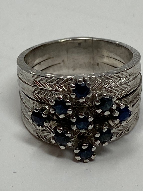 Vintage 14Kt White Gold Sapphire Ring with a Prof… - image 9