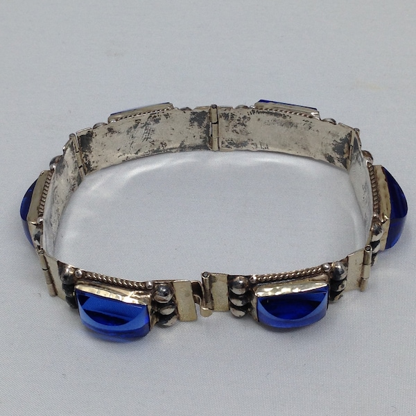 Vintage Mexican Sterling 925 Blue Stone Bracelet.