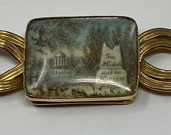 Rare Antique German Miniature Mourning Painting in solid gold frame fitted on a 9Kt Gold Bracelet with a Professional 3700.00 appraisal.