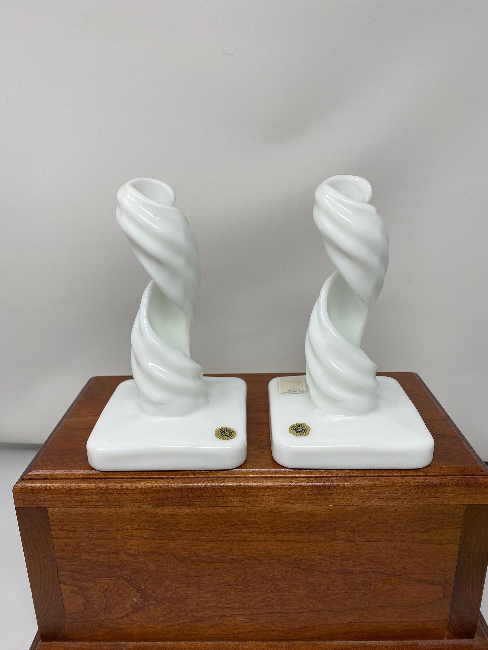 Vintage Pair WESTMORELAND Milk Glass Spiral Twist Lotus Candle Etsy